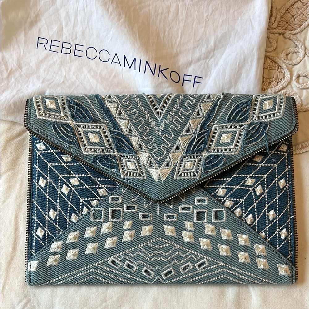 Rebecca Minkoff Blue and White Clutch